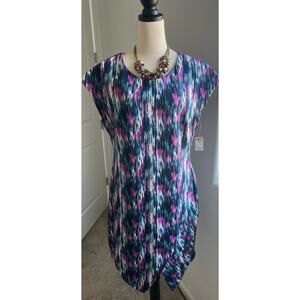 NWT ATTENTION Asymmetrical Purple Multicolor Sleeveless Sheath Dress Sz XL